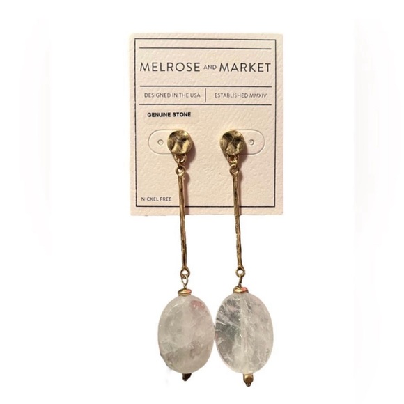 Melrose and Market Genuine Stone Gold Dangle Earrings - Picture 1 of 4